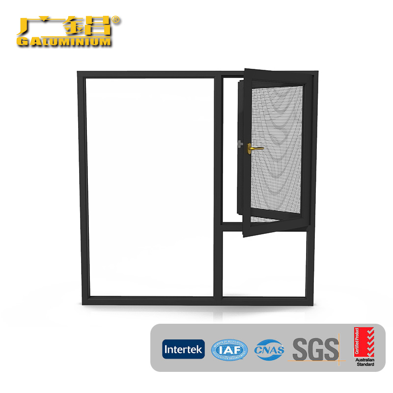 Windows Casement Aluminium Kanthi Layar Didhelikake